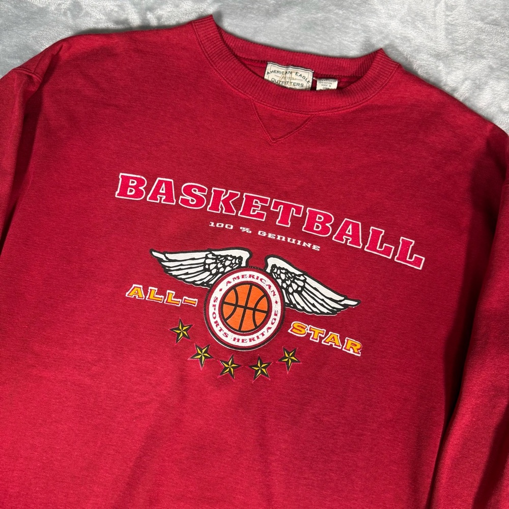 Vintage American Eagle Basketball All Star Sweatshirt Mens XL Oversized Red